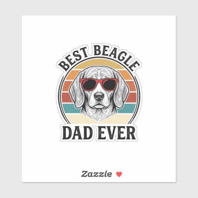 Sticker Best Beagle Dad Ever Vintage Beagle Shirt Design_1 (Feuille)
