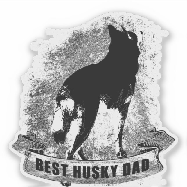 Sticker BEST HUSKY DAD Vintage Spruchband (Devant)