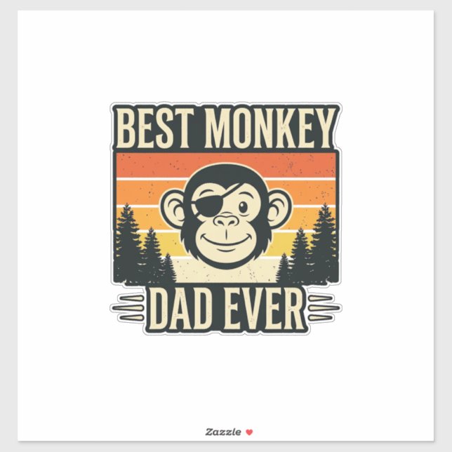 Sticker Best Monkey Dad Ever Vintage Monkey Father Shirt_1 (Feuille)