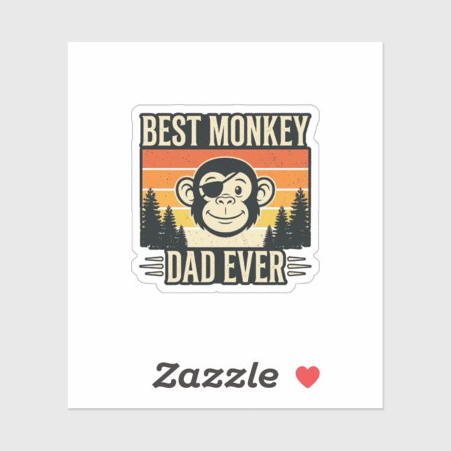 Sticker Best Monkey Dad Ever Vintage Monkey Father Shirt_1 (Feuille)
