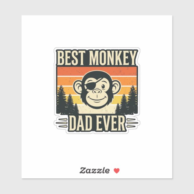 Sticker Best Monkey Dad Ever Vintage Monkey Father Shirt_1 (Feuille)
