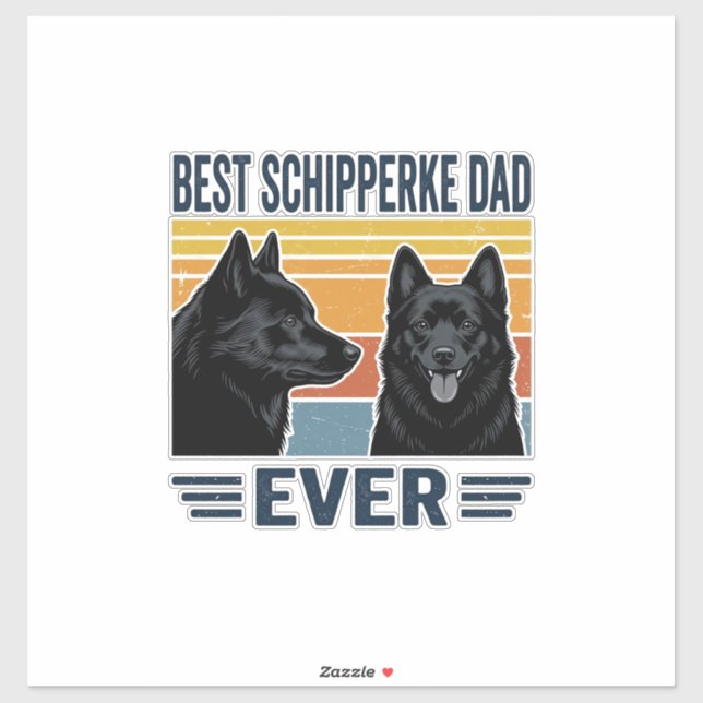 Sticker Best Schipperke Dad Ever Retro Dog Vector Design_1 (Feuille)