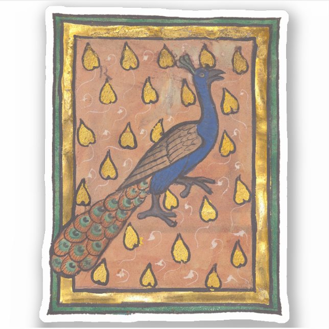 Sticker Bestiary médiéval Paon v. 1270 (Devant)