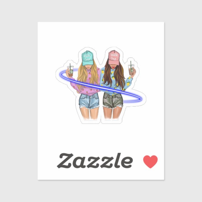 Sticker Besties BFF Heart Best Friends Bestie (Feuille)