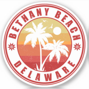 Sticker Bethany Beach Delaware Palmiers Vintages années 80