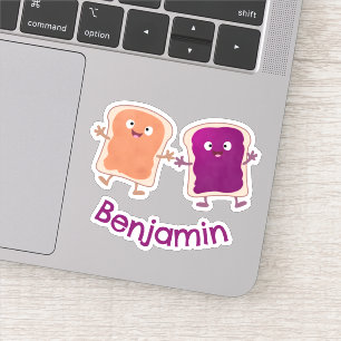 Sticker Beurre d'arachide mignonne et caricature sandwich 