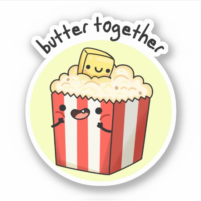 Sticker Beurre Ensemble Funny Beurre Popcorn Pun (Devant)