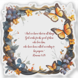 Sticker Bibe Floral Personnalisable Verset Vinyle Découpe