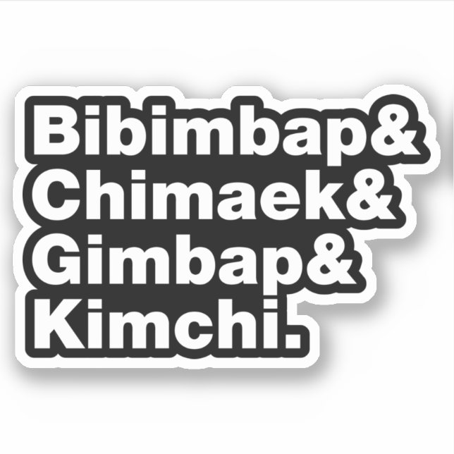 Sticker Bibimbap & Chimaek & Gimbap & Kimchi. Aliments cor (Devant)