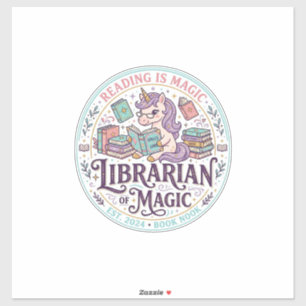 Sticker Bibliothécaire Licorne de Magie Produit Original G
