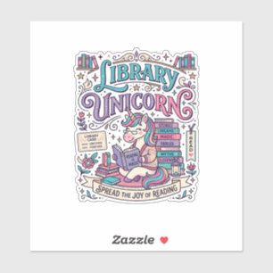 Sticker Bibliothèque de licorne Licorne Coloré POD Artwork