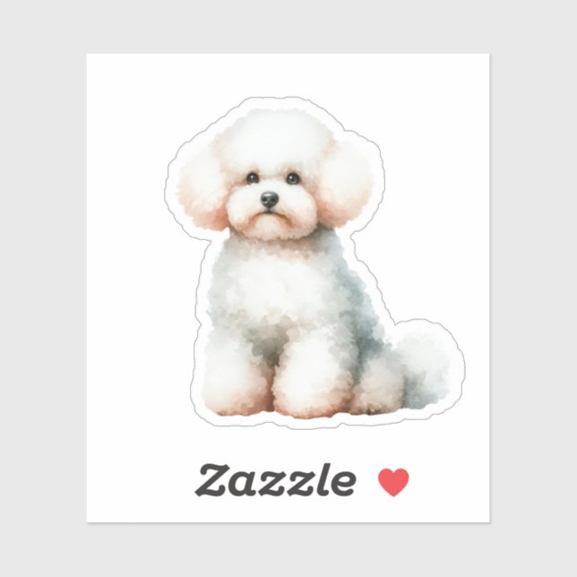 Sticker Bichon blanc mignon Frise Chien (Feuille)