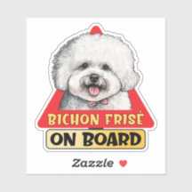 Bichon Frise À Bord Drôle Chien Rouge Voyage