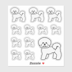 Sticker Bichon Frise Cute Cartoon Chig Illustrations
