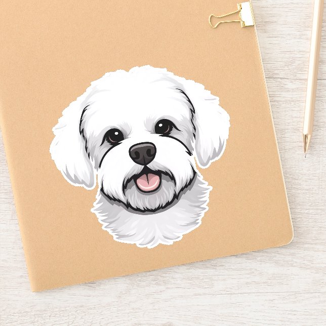 Sticker Bichon Frise mignon Chien Visage Chien Chien Chien (Carnet)