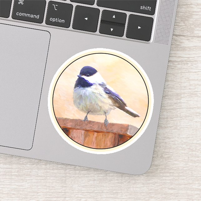 Sticker Bickadee sur la peinture d'alimentation - Oiseaux  (Détail)