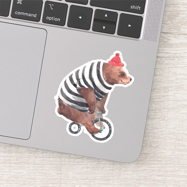 Sticker Bicyclette Ours amusant (Détail)