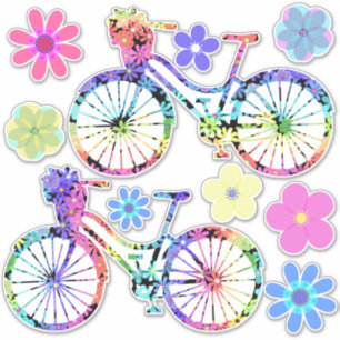 Sticker Bicyclettes et fleurs