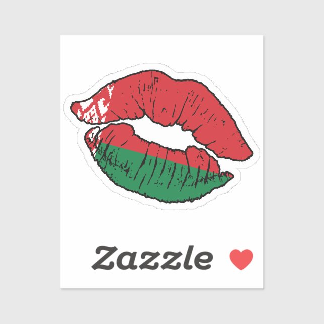 Sticker Biélorussie Lipstick Love Drapeau (Feuille)