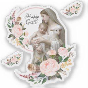 Sticker Bienheureuse Vierge Marie avec Jésus Religieux Flo