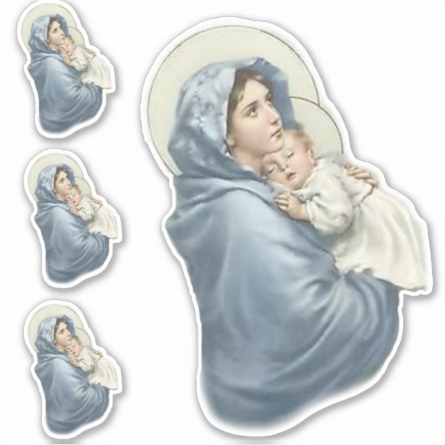 Sticker Bienheureuse Vierge Marie avec Jésus Vinyl Religie (Devant)