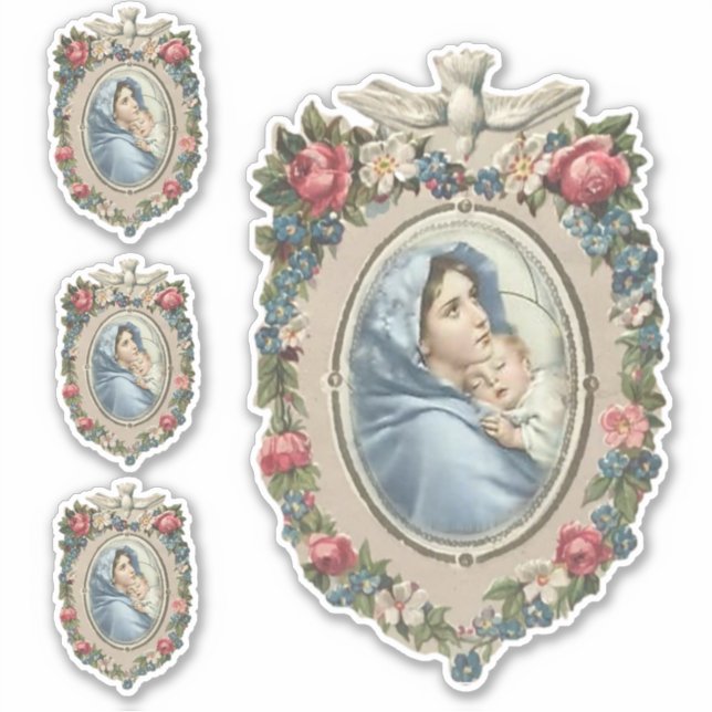 Sticker Bienheureuse Vierge Marie avec Jésus Vinyl Religie (Devant)