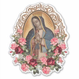 Sticker Bienheureuse Vierge Marie Roses religieux de Guada