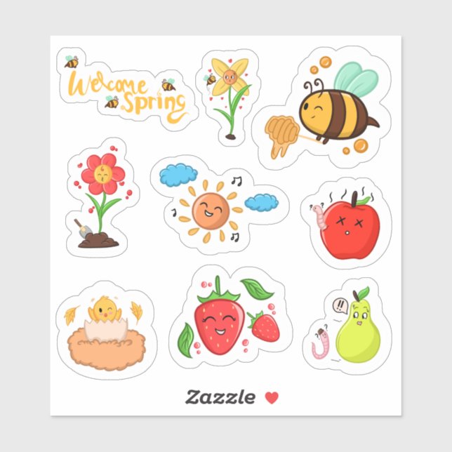 Sticker Bienvenue dans le planner d'éléments de printemps  (Feuille)
