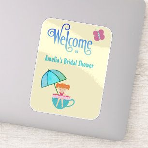 Sticker Bienvenue Nom personnalisé Papillons sur Tasse à T