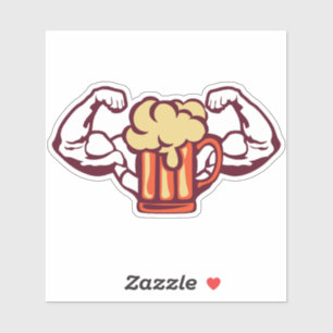 Sticker biere bras muscle mousse binouse alcool