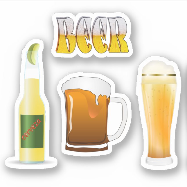 Sticker Bière en bouteille, Mug de bière, I Loer Bière (Devant)