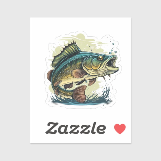 Sticker big-bass-fish-vecteur-dessin-T-shirt-big-bass-fish (Feuille)