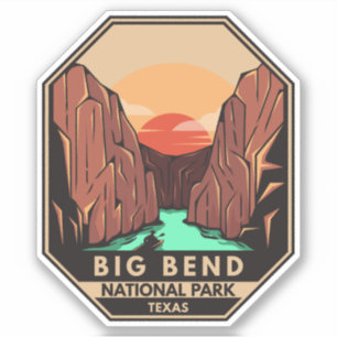 Sticker Big Bend National Park Kayak Retro Emblem