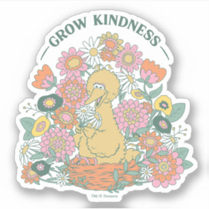 Sticker Big Bird Grow Kindness Floral Graphic