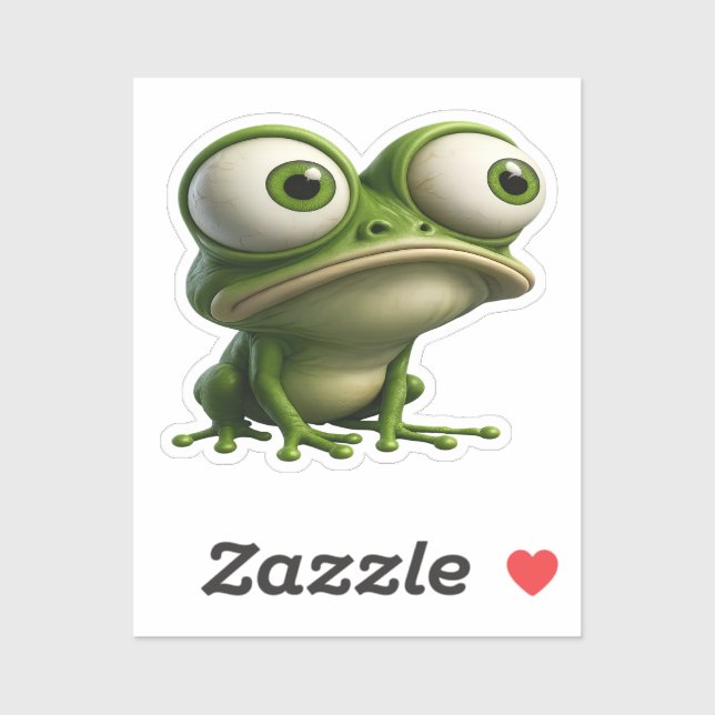 Sticker Big-Eyed Cartoon Frog (Feuille)
