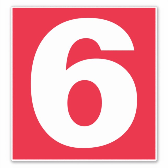 Sticker Big Number Six en rouge et blanc sur un (Devant)