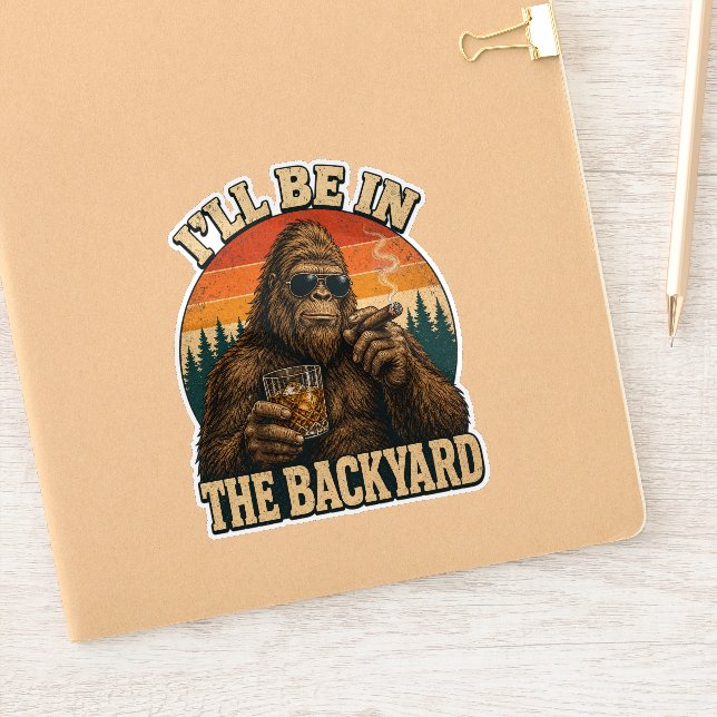 Sticker Bigfoot Backyard Whiskey & Cigar Retro Sunset  (Carnet)