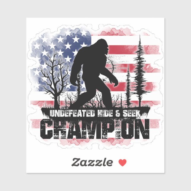 Sticker Bigfoot Champion invaincu de cache-cache Drapeau a (Feuille)