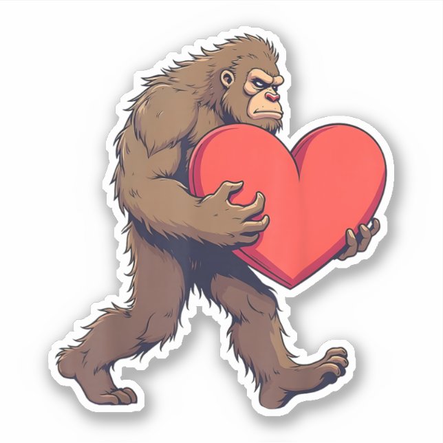 Sticker Bigfoot Coeur Heureuse Sainte-Valentin Love Sasqua (Devant)