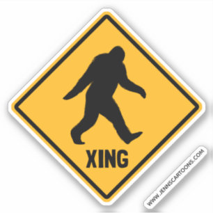 Sticker Bigfoot croisant la silhouette de Xing de route de