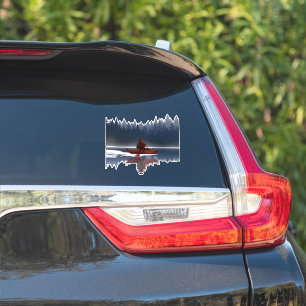 Sticker Bigfoot en canoë dans la nature drôle
