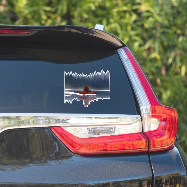 Sticker Bigfoot en canoë dans la nature drôle  (Côté voiture)