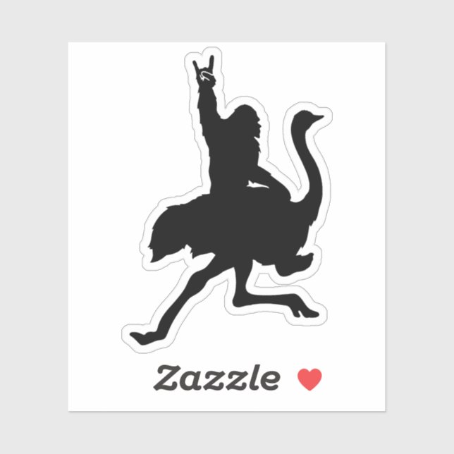 Sticker Bigfoot équitation Ostrich (Feuille)