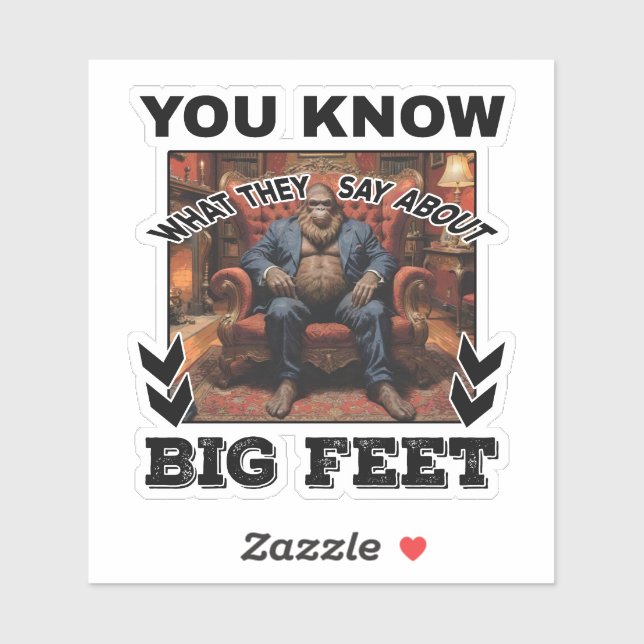 Sticker Bigfoot Feet Joke (Feuille)