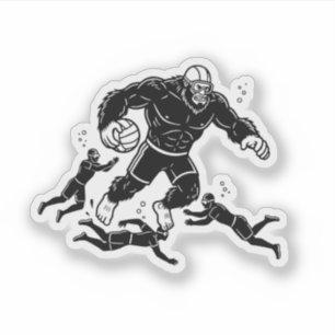 Sticker Bigfoot jouant au rugby subaquatique