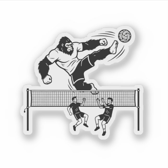 Sticker Bigfoot jouant au Sepak Takraw (Devant)