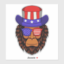 Bigfoot portant un chapeau patriotique USA du 4 ju