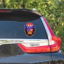 Sticker Bigfoot portant un chapeau patriotique USA du 4 ju