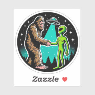 Sticker Bigfoot rencontre un Alien