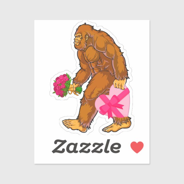 Sticker Bigfoot Sasquatch Funny Valentines Jour Amour (Feuille)